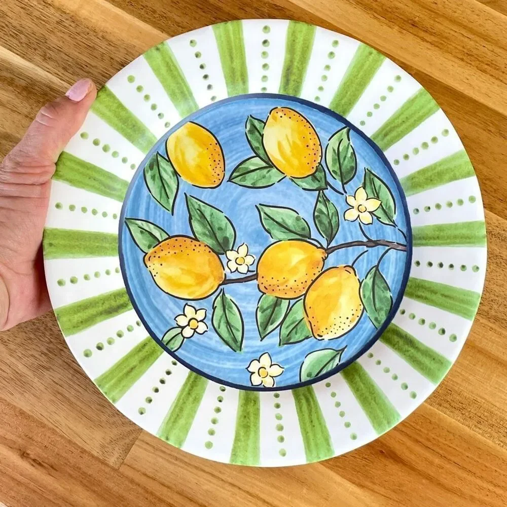 NWT Set of 4 Beach to Bistro 9” SIGRID OLSEN Lemons 100% Melamine Salad Plates
